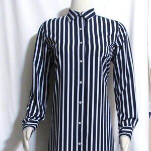 NEW Womens Ladies LAUREN By RL Navy & White Stripe Silky Dress 4 Orig $168
